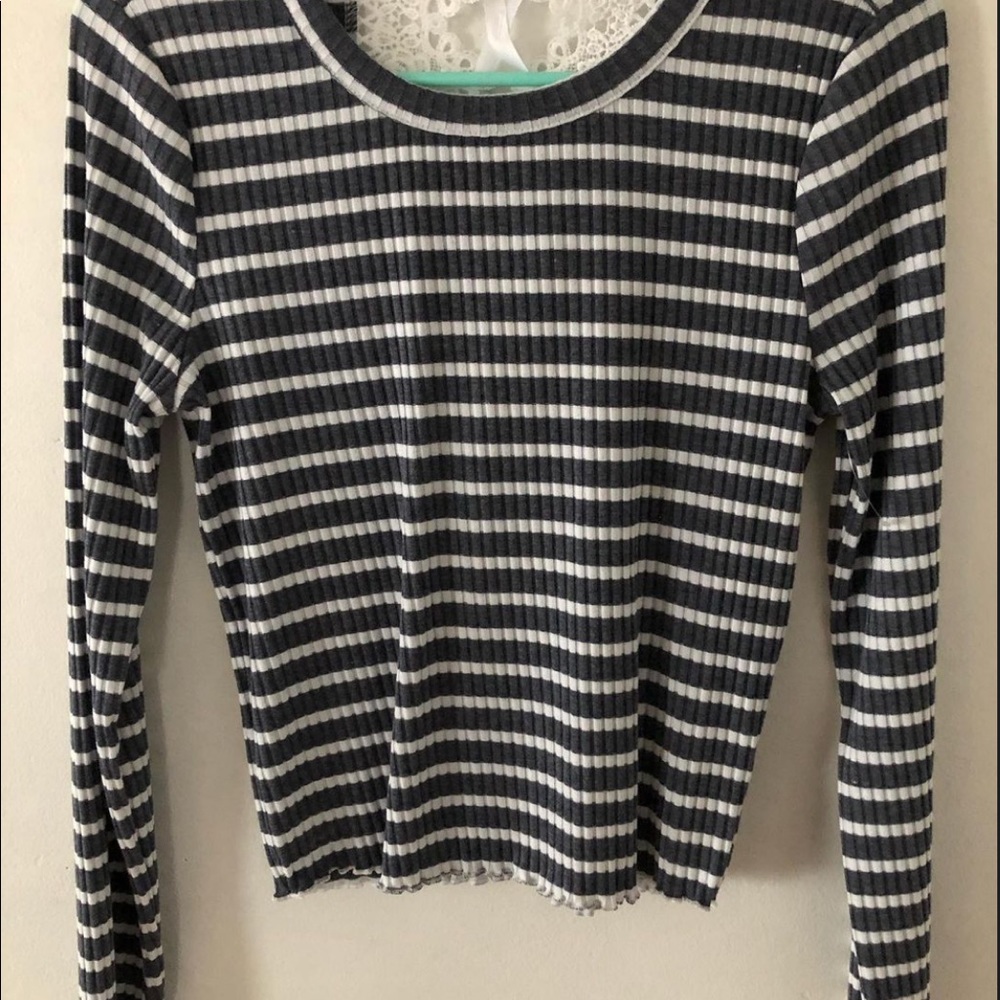 blue and white striped long sleeve